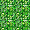 Image of Lumenique Mosaic Blender Kelly Green quilting cotton fabric by Dan Morris for QT Fabrics. Features a printed stained glass pattern on a green background. Cute Little Fabric Shop.