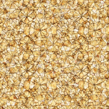 Image of Lumenique Mosaic Blender Tan quilting cotton fabric by Dan Morris for QT Fabrics. Features a printed stained glass pattern on a cream background. Cute Little Fabric Shop.