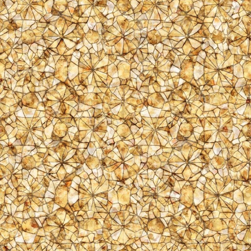 Image of Lumenique Mosaic Blender Tan quilting cotton fabric by Dan Morris for QT Fabrics. Features a printed stained glass pattern on a cream background. Cute Little Fabric Shop.