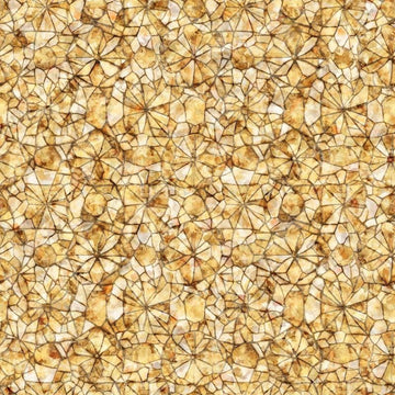 Image of Lumenique Mosaic Blender Tan quilting cotton fabric by Dan Morris for QT Fabrics. Features a printed stained glass pattern on a cream background. Cute Little Fabric Shop.