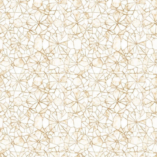 Image of Lumenique Mosaic Blender Birch quilting cotton fabric by Dan Morris for QT Fabrics. Features a printed stained glass pattern on a white background. Cute Little Fabric Shop.