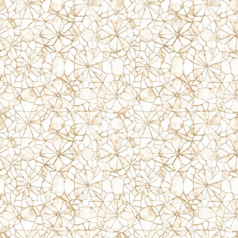 Image of Lumenique Mosaic Blender Birch quilting cotton fabric by Dan Morris for QT Fabrics. Features a printed stained glass pattern on a white background. Cute Little Fabric Shop.