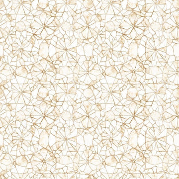 Image of Lumenique Mosaic Blender Birch quilting cotton fabric by Dan Morris for QT Fabrics. Features a printed stained glass pattern on a white background. Cute Little Fabric Shop.