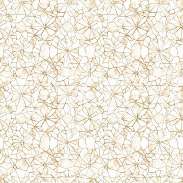 Image of Lumenique Mosaic Blender Birch quilting cotton fabric by Dan Morris for QT Fabrics. Features a printed stained glass pattern on a white background. Cute Little Fabric Shop.