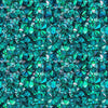 Image of Lumenique Mosaic Blender Lagoon quilting cotton fabric by Dan Morris for QT Fabrics. Features a printed stained glass pattern on a blue background. Cute Little Fabric Shop.