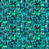 Image of Lumenique Mosaic Blender Lagoon quilting cotton fabric by Dan Morris for QT Fabrics. Features a printed stained glass pattern on a blue background. Cute Little Fabric Shop.
