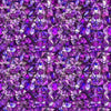 Image of Lumenique Mosaic Blender Grape quilting cotton fabric by Dan Morris for QT Fabrics. Features a printed stained glass pattern on a purple background. Cute Little Fabric Shop.