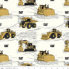 SALE CAT Main White - Riley Blake - Construction Equipment Excavators Bulldozers Trucks - Quilting Cotton Fabric
