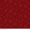 Image of Poinsettias at Christmas Snowflakes Red quilting cotton fabric by Jennifer Bosworth for Riley Blake Designs. Features snowflakes on a red background. Cute Little Fabric Shop.