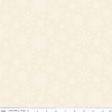 Image of Poinsettias at Christmas Snowflakes White quilting cotton fabric by Jennifer Bosworth for Riley Blake Designs. Features snowflakes on a white background. Cute Little Fabric Shop.