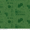 Image of Poinsettias at Christmas Text Green quilting cotton fabric by Jennifer Bosworth for Riley Blake Designs. Features words on a green background. Cute Little Fabric Shop.