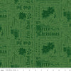 Image of Poinsettias at Christmas Text Green quilting cotton fabric by Jennifer Bosworth for Riley Blake Designs. Features words on a green background. Cute Little Fabric Shop.