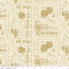 Image of Poinsettias at Christmas Text Cream Foil quilting cotton fabric by Jennifer Bosworth for Riley Blake Designs. Features words on a cream background. Cute Little Fabric Shop.