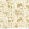 Image of Poinsettias at Christmas Text Cream Foil quilting cotton fabric by Jennifer Bosworth for Riley Blake Designs. Features words on a cream background. Cute Little Fabric Shop.