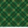 Image of Poinsettias at Christmas Plaid Green Foil quilting cotton fabric by Jennifer Bosworth for Riley Blake Designs. Features plaid on a green background. Cute Little Fabric Shop.