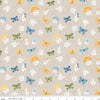 Image of Sunshine & Dandelions Butterflies Sand quilting cotton fabric by Traci Reed for Riley Blake Designs. Features butterflies on a gray background. Cute Little Fabric Shop.