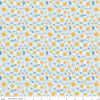 Image of Sunshine & Dandelions Daisies Blue quilting cotton fabric by Traci Reed for Riley Blake Designs. Features flowers on a blue background. Cute Little Fabric Shop.