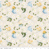 Image of Sunshine & Dandelions Shoes Cream quilting cotton fabric by Traci Reed for Riley Blake Designs. Features flowers and shoes on a cream background. Cute Little Fabric Shop.