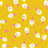 Image of Merry Happy High Strung Metal Golden Hour quilting cotton fabric by Kimberly Kight of Ruby Star Society for Moda Fabrics. Features lights on a yellow background. Cute Little Fabric Shop.