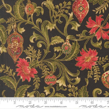 Image of Merry Manor 2025 Twinkling Vines Ebony quilting cotton fabric by Moda for Moda Fabrics. Features vines on a black background. Cute Little Fabric Shop.