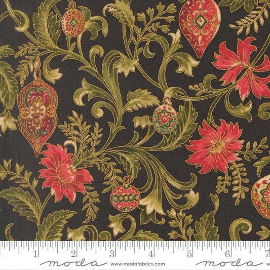 Image of Merry Manor 2025 Twinkling Vines Ebony quilting cotton fabric by Moda for Moda Fabrics. Features vines on a black background. Cute Little Fabric Shop.