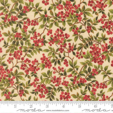 Image of Merry Manor 2025 Hollyberry Cream quilting cotton fabric by Moda for Moda Fabrics. Features berries on a cream background. Cute Little Fabric Shop.