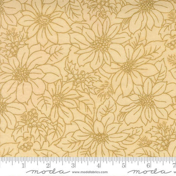 Image of Merry Manor 2025 Poinsettia Blooms Cream quilting cotton fabric by Moda for Moda Fabrics. Features flowers on a cream background. Cute Little Fabric Shop.