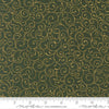 Image of Merry Manor 2025 Swirl Evergreen quilting cotton fabric by Moda for Moda Fabrics. Features swirls on a green background. Cute Little Fabric Shop.