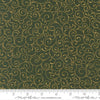 Image of Merry Manor 2025 Swirl Evergreen quilting cotton fabric by Moda for Moda Fabrics. Features swirls on a green background. Cute Little Fabric Shop.