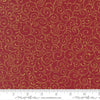 Image of Merry Manor 2025 Swirl Crimson quilting cotton fabric by Moda for Moda Fabrics. Features swirls on a red background. Cute Little Fabric Shop.