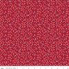 Image of Baked With Love Apron Cherry Tart quilting cotton fabric by Lori Holt for Riley Blake Designs. Features flowers on a red background. Cute Little Fabric Shop.