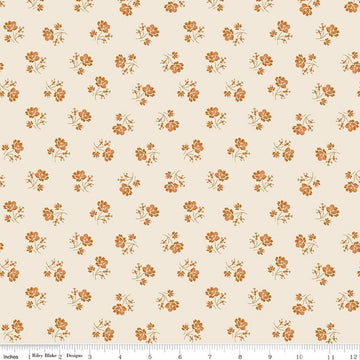 Image of Baked With Love Heirloom Linen quilting cotton fabric by Lori Holt for Riley Blake Designs. Features flowers on a cream background. Cute Little Fabric Shop.
