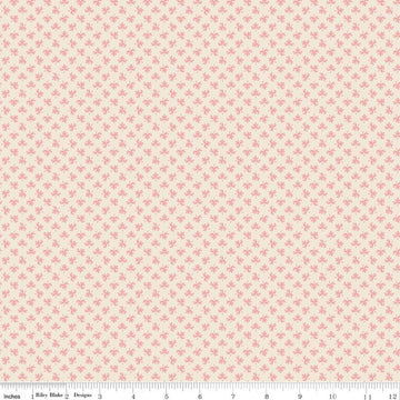 Image of Baked With Love Gathering Pretty In Pink quilting cotton fabric by Lori Holt for Riley Blake Designs. Features leaves on a pink background. Cute Little Fabric Shop.