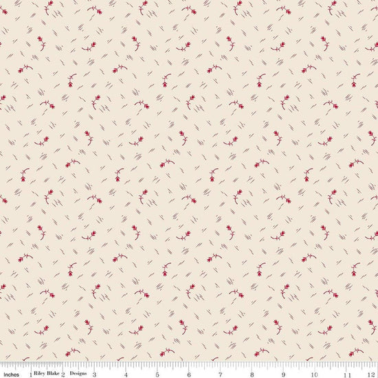 Image of Baked With Love Tradition Schoolhouse quilting cotton fabric by Lori Holt for Riley Blake Designs. Features flowers on a cream background. Cute Little Fabric Shop.