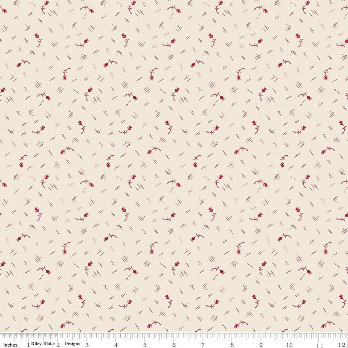 Image of Baked With Love Tradition Schoolhouse quilting cotton fabric by Lori Holt for Riley Blake Designs. Features flowers on a cream background. Cute Little Fabric Shop.