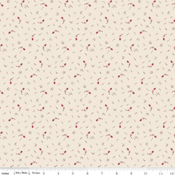Image of Baked With Love Tradition Schoolhouse quilting cotton fabric by Lori Holt for Riley Blake Designs. Features flowers on a cream background. Cute Little Fabric Shop.