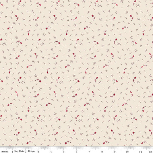 Image of Baked With Love Tradition Schoolhouse quilting cotton fabric by Lori Holt for Riley Blake Designs. Features flowers on a cream background. Cute Little Fabric Shop.