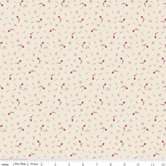 Image of Baked With Love Tradition Schoolhouse quilting cotton fabric by Lori Holt for Riley Blake Designs. Features flowers on a cream background. Cute Little Fabric Shop.