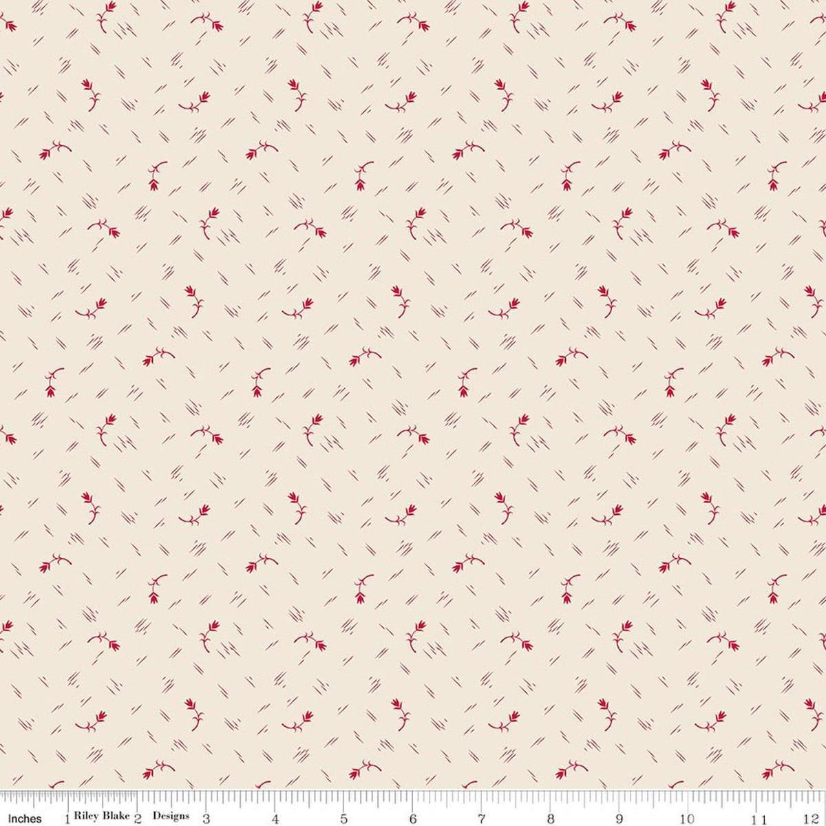 Image of Baked With Love Tradition Schoolhouse quilting cotton fabric by Lori Holt for Riley Blake Designs. Features flowers on a cream background. Cute Little Fabric Shop.