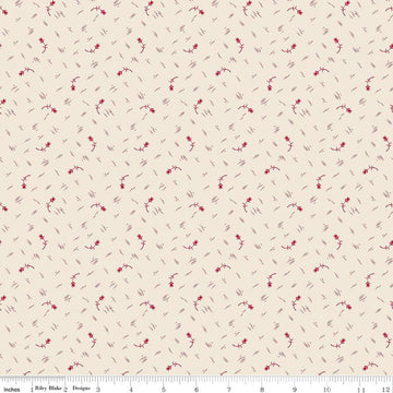 Image of Baked With Love Tradition Schoolhouse quilting cotton fabric by Lori Holt for Riley Blake Designs. Features flowers on a cream background. Cute Little Fabric Shop.