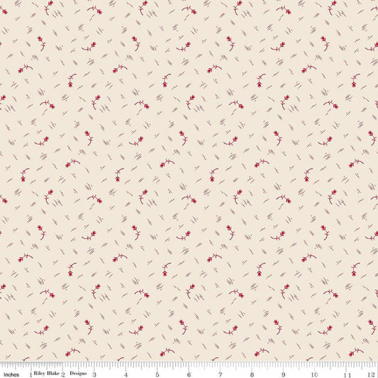 Image of Baked With Love Tradition Schoolhouse quilting cotton fabric by Lori Holt for Riley Blake Designs. Features flowers on a cream background. Cute Little Fabric Shop.