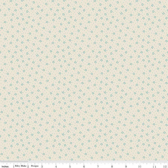 Image of Baked With Love Comfort Rainforest quilting cotton fabric by Lori Holt for Riley Blake Designs. Features spirals on a cream background. Cute Little Fabric Shop.