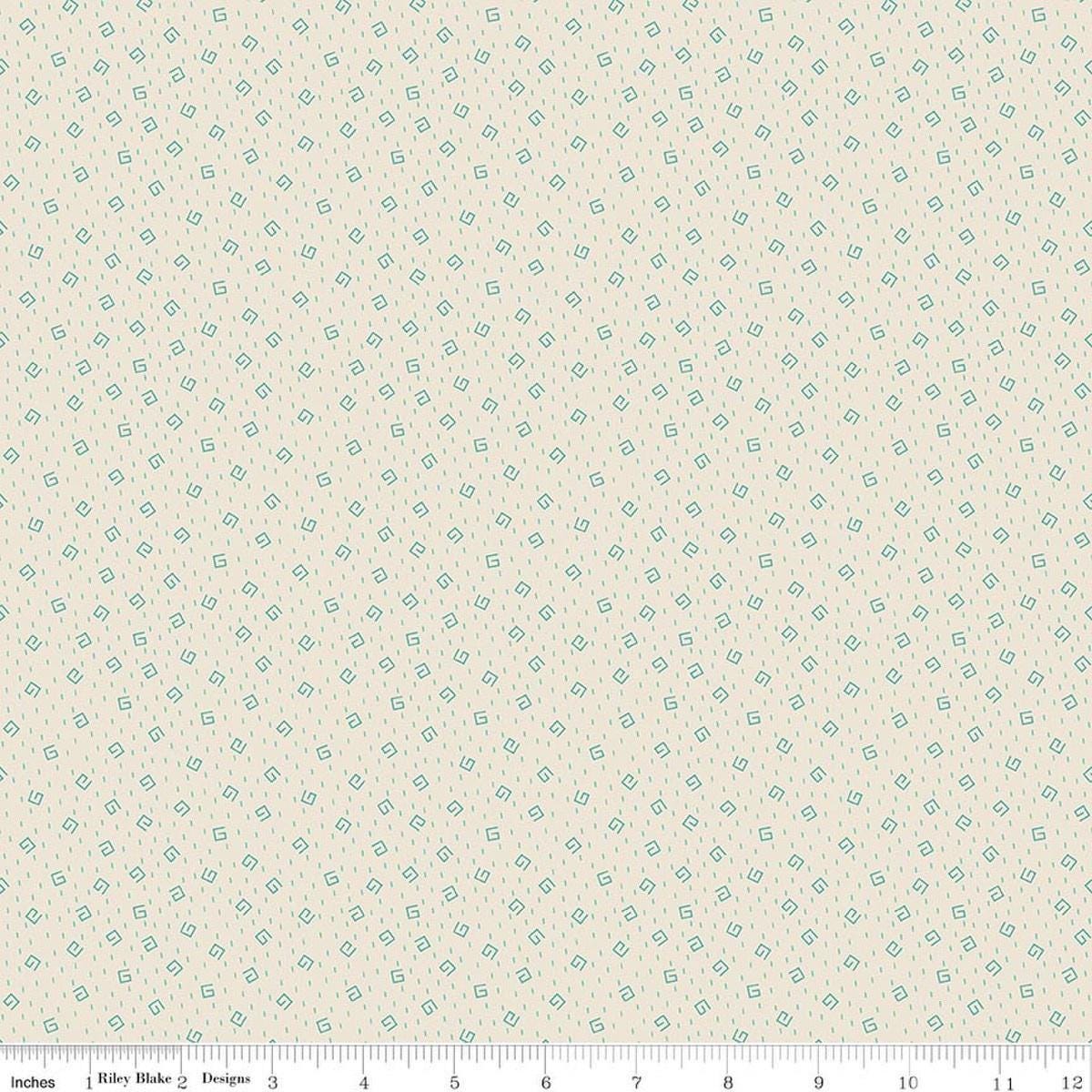 Image of Baked With Love Comfort Rainforest quilting cotton fabric by Lori Holt for Riley Blake Designs. Features spirals on a cream background. Cute Little Fabric Shop.