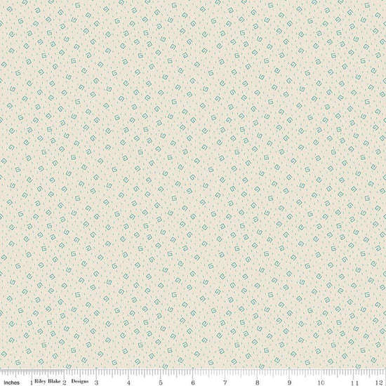 Image of Baked With Love Comfort Rainforest quilting cotton fabric by Lori Holt for Riley Blake Designs. Features spirals on a cream background. Cute Little Fabric Shop.