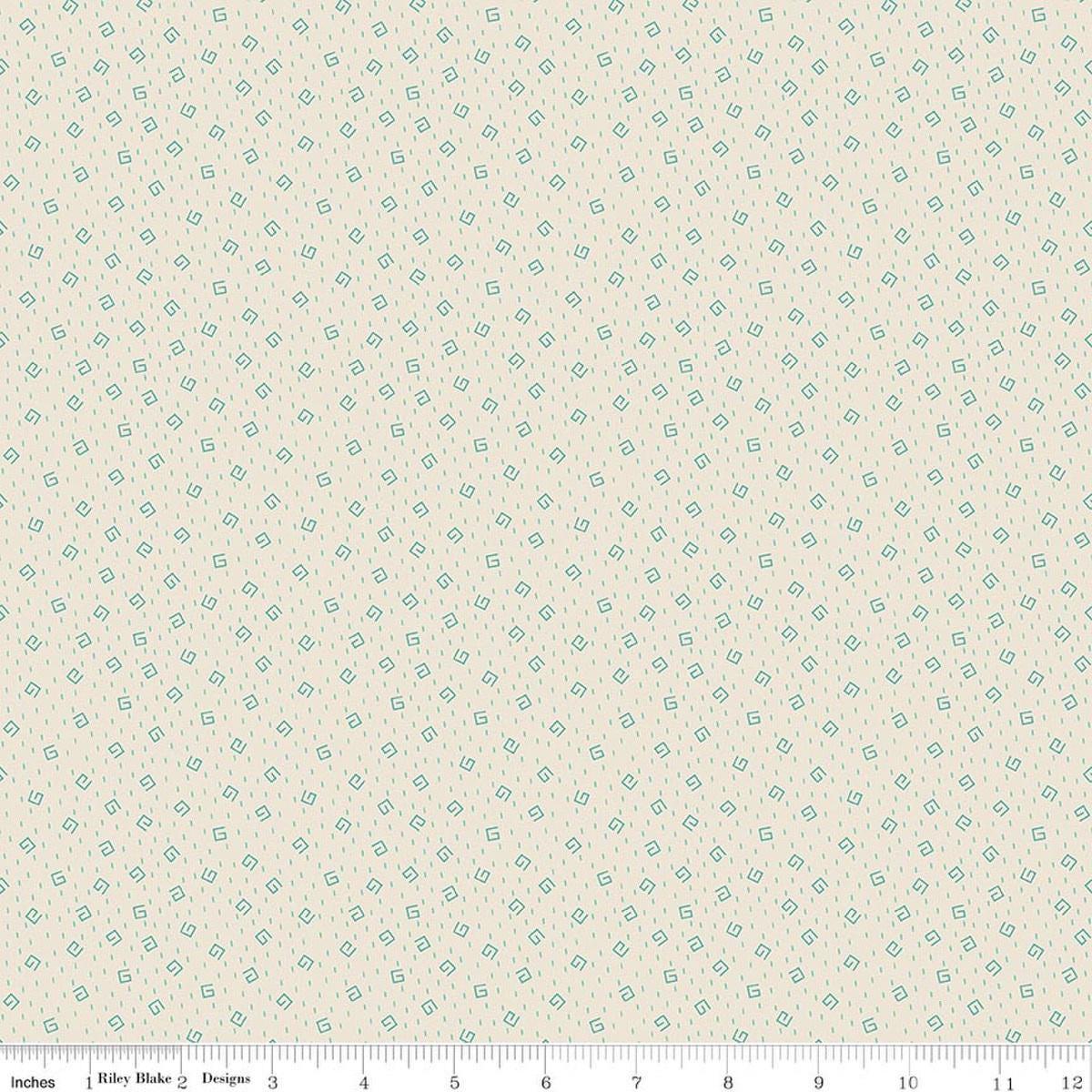 Image of Baked With Love Comfort Rainforest quilting cotton fabric by Lori Holt for Riley Blake Designs. Features spirals on a cream background. Cute Little Fabric Shop.