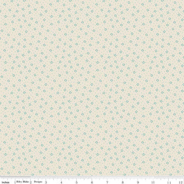 Image of Baked With Love Comfort Rainforest quilting cotton fabric by Lori Holt for Riley Blake Designs. Features spirals on a cream background. Cute Little Fabric Shop.