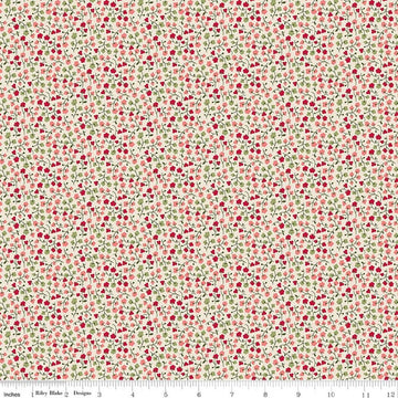 Image of Baked With Love Bounty Schoolhouse quilting cotton fabric by Lori Holt for Riley Blake Designs. Features flowers on a cream background. Cute Little Fabric Shop.