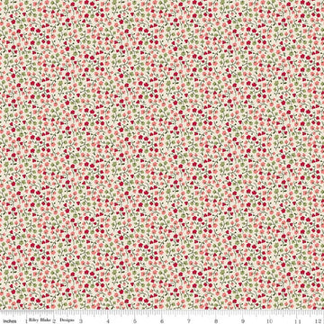 Image of Baked With Love Bounty Schoolhouse quilting cotton fabric by Lori Holt for Riley Blake Designs. Features flowers on a cream background. Cute Little Fabric Shop.
