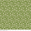 Image of Baked With Love Family Olive quilting cotton fabric by Lori Holt for Riley Blake Designs. Features flowers on a green background. Cute Little Fabric Shop.