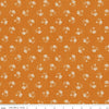 Image of Baked With Love Heirloom Amber quilting cotton fabric by Lori Holt for Riley Blake Designs. Features flowers on an orange background. Cute Little Fabric Shop.